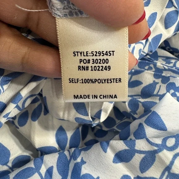 Skies Are Blue Pleated Wrap Midi Skirt Blue Floral Tie Waist Size M - Picture 9 of 9